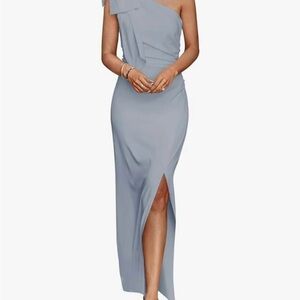 Chic One-Shoulder Gray Dress